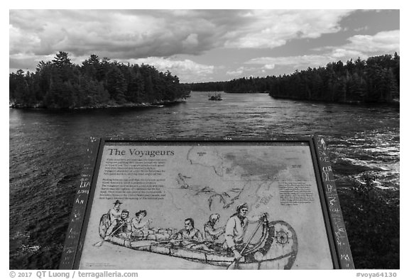 Voyageurs interpretive sign. Voyageurs National Park (black and white)