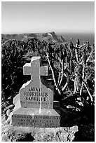 Cabrillo monument above Cuyler Harbor, San Miguel Island. Channel Islands National Park ( black and white)