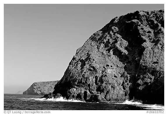 Sea cliffs, Santa Cruz Island. Channel Islands National Park (black and white)