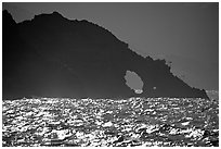 Sea arch, Santa Cruz Island. Channel Islands National Park, California, USA. (black and white)
