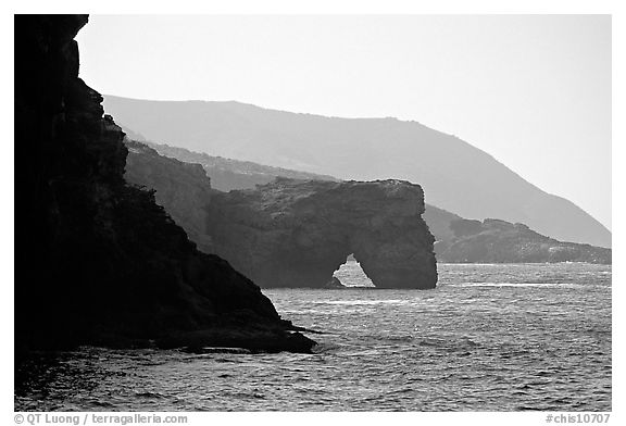 Coastline with sea arch, Santa Cruz Island. Channel Islands National Park, California, USA.