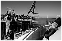 Loading  Island Packers boat, Santa Rosa Island. Channel Islands National Park, California, USA. (black and white)