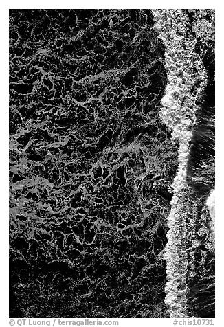 Surf foam seen from above, East Anacapa Island. Channel Islands National Park, California, USA.