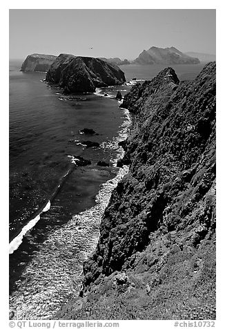 Cliffs near Inspiration Point, East Anacapa Island. Channel Islands National Park (black and white)