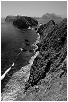 Cliffs near Inspiration Point, East Anacapa Island. Channel Islands National Park, California, USA. (black and white)