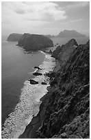 View from Inspiration Point, afternoon. Channel Islands National Park, California, USA. (black and white)