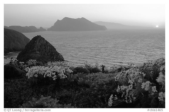 Sunset near Inspiration Point, Anacapa. Channel Islands National Park (black and white)