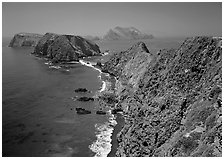 View from Inspiration Point, mid-day. Channel Islands National Park, California, USA. (black and white)