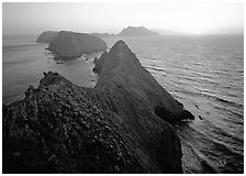 Inspiration point, sunset, Anacapa Island. Channel Islands National Park ( black and white)