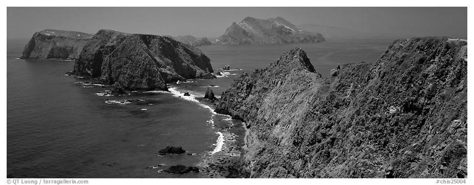 Sea cliffs from Inspiration Point, Anacapa Island. Channel Islands National Park (black and white)