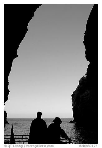 Looking out from inside Painted Cave, Santa Cruz Island. Channel Islands National Park, California, USA.