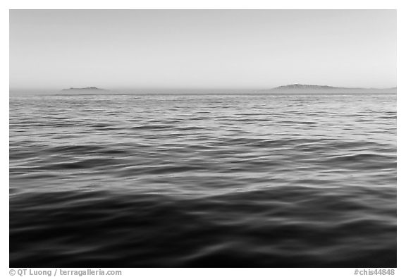 Ocean, Annacapa and Santa Cruz Islands at sunrise. Channel Islands National Park (black and white)