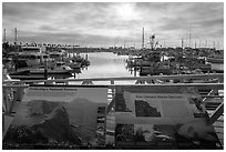 Ventura Harbor interpretive sign. Channel Islands National Park ( black and white)