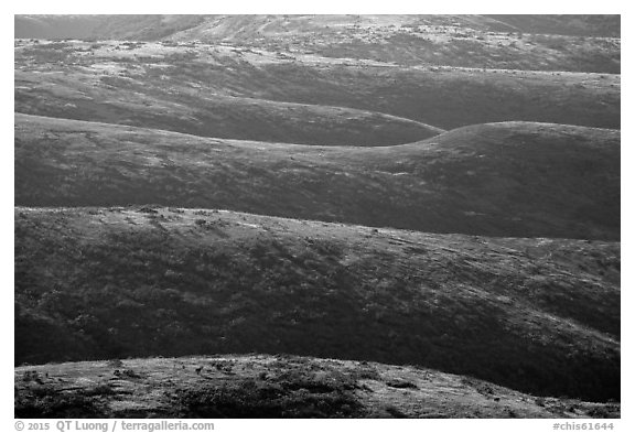 Ridges of western range, Santa Rosa Island. Channel Islands National Park (black and white)