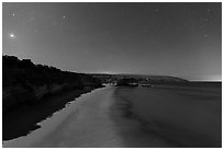 Bechers Bay and Carrington Point at night, Santa Rosa Island. Channel Islands National Park ( black and white)