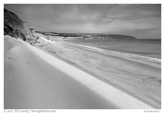 White sand dunes, Water Canyon Beach, Santa Rosa Island. Channel Islands National Park (black and white)