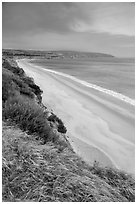 Water Canyon Beach from the bluff, Santa Rosa Island. Channel Islands National Park ( black and white)