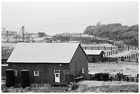 Barns and corrals, Vail and Vickers Ranch, Santa Rosa Island. Channel Islands National Park ( black and white)