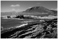 Rocky coastline at the mouth of Lobo Canyon, Santa Rosa Island. Channel Islands National Park ( black and white)