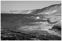 Sandstone sea cliffs near the mouth of Lobo Canyon, Santa Rosa Island. Channel Islands National Park ( black and white)