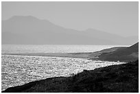 Skunk Point and Santa Cruz Island, Santa Rosa Island. Channel Islands National Park ( black and white)