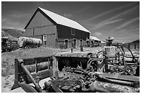 Agricultural machines and barns, Santa Rosa Island. Channel Islands National Park ( black and white)
