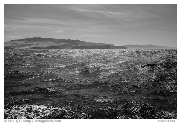 Large Ocean swell, Santa Cruz and Santa Rosa Islands. Channel Islands National Park (black and white)