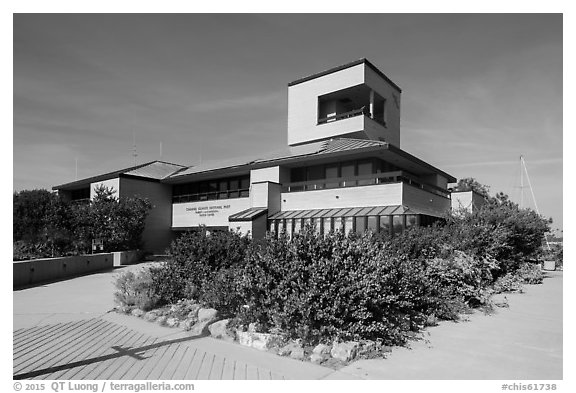 Robert Lagomarsino Visitor Center. Channel Islands National Park (black and white)