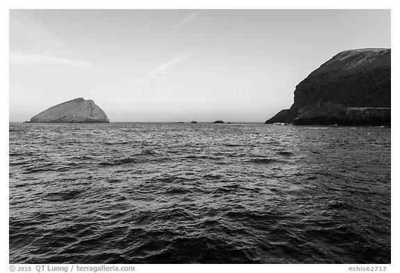 Sutil Island and Santa Barbara Island. Channel Islands National Park (black and white)