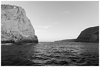 Sutil Island and west shore of Santa Barbara Island. Channel Islands National Park ( black and white)