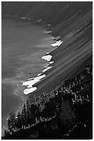 Crater walls and lake. Crater Lake National Park, Oregon, USA. (black and white)