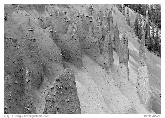 Fossilized volcanic steam vents. Crater Lake National Park (black and white)