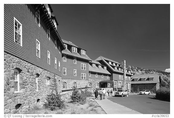 Crater Lake Lodge. Crater Lake National Park (black and white)