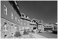 Crater Lake Lodge. Crater Lake National Park, Oregon, USA. (black and white)