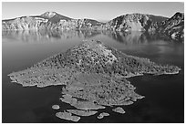 Wizard Island, afternoon. Crater Lake National Park ( black and white)