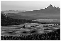 Meadows and Mt Bailey in the distance. Crater Lake National Park ( black and white)