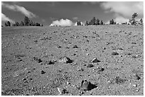 Pumice plain. Crater Lake National Park, Oregon, USA. (black and white)
