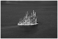 Phantom ship and blue waters. Crater Lake National Park, Oregon, USA. (black and white)