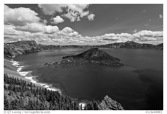 Deep blue lake and clouds. Crater Lake National Park, Oregon, USA.