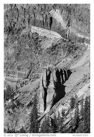 Pumice Castle, late afternoon. Crater Lake National Park (black and white)