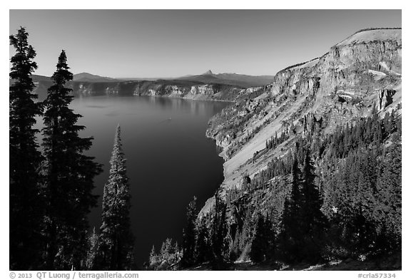 Cloudcap Bay and Pumice Castle. Crater Lake National Park (black and white)