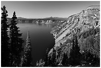 Cloudcap Bay and Pumice Castle. Crater Lake National Park ( black and white)