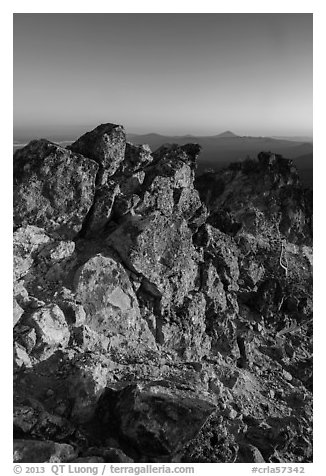 Mount Scott South summit ridge at sunset. Crater Lake National Park (black and white)