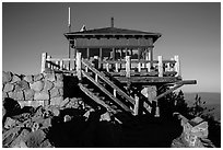 Fire lookout, the Watchman. Crater Lake National Park ( black and white)