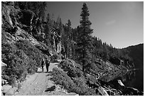 Hiking Cleetwood Cove trail. Crater Lake National Park ( black and white)