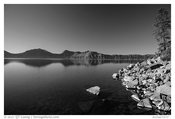 Cleetwood Cove, morning. Crater Lake National Park (black and white)