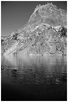 Llao Rock and reflection. Crater Lake National Park ( black and white)