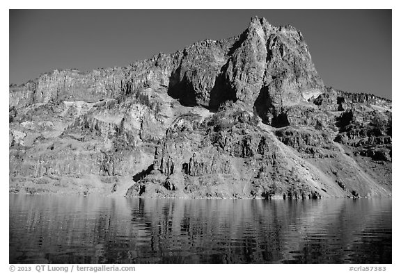Llao Rock seen from the lake. Crater Lake National Park (black and white)
