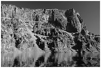 Tall cliffs of Llao Rock and Llao Bay. Crater Lake National Park ( black and white)