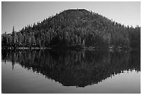 Wizard Island seen from water level. Crater Lake National Park ( black and white)